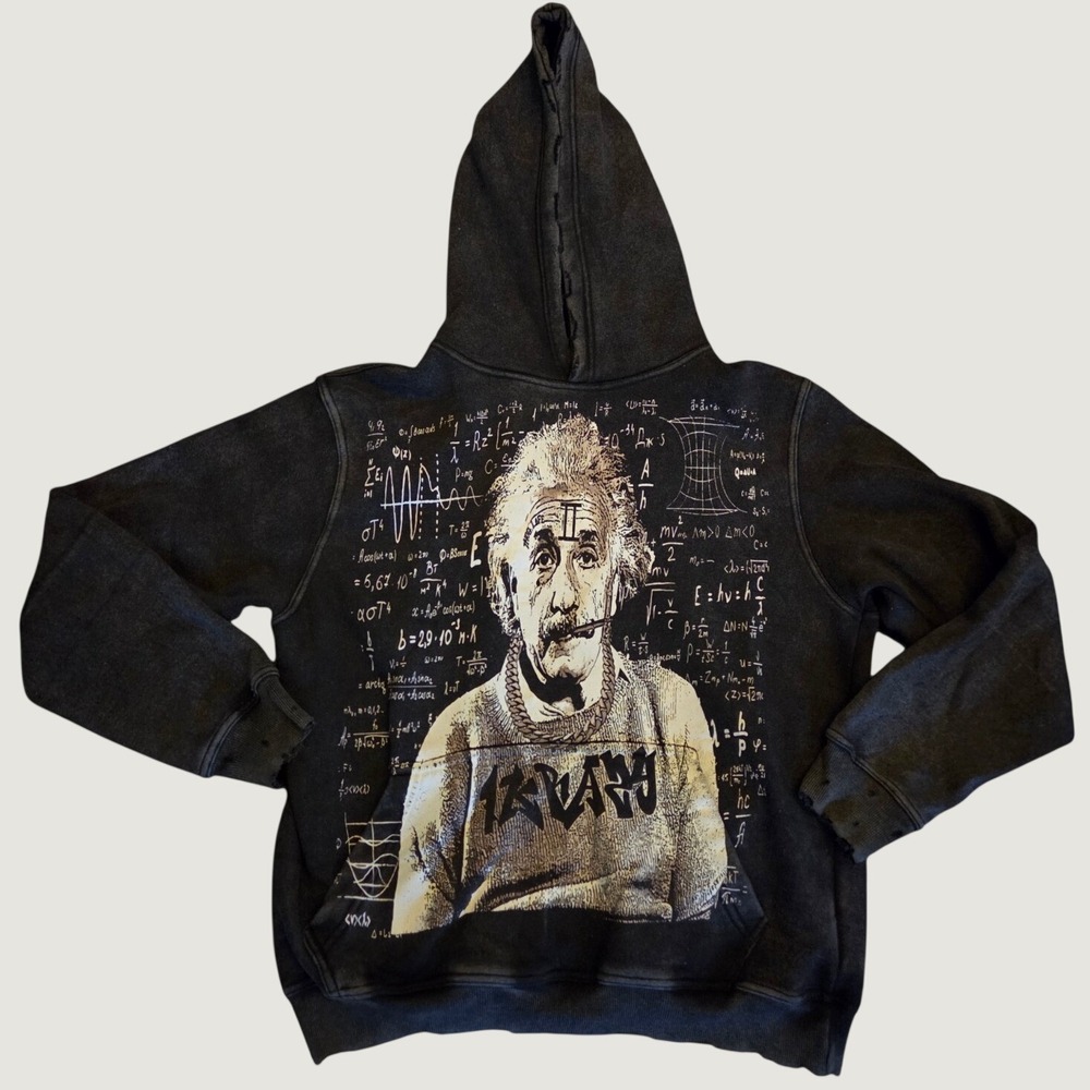 Social Security 1KA Albert Einstein Graphic Hoodie Faded Black Mens L Streetwear